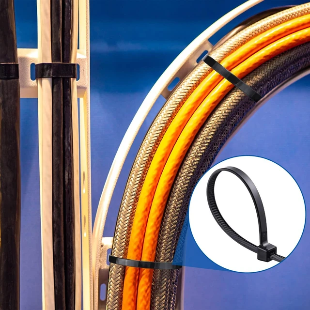 Alt view image 3 of 7 - 1000 Pcs 14 in Zip Ties Heavy Duty Plastic Wire Ties, Black Self Locking Wraps, 14 Inch Cable Ties for Wire Management, Indoor Outdoor Use, 49 lb Tensile Strength, UV Protection
