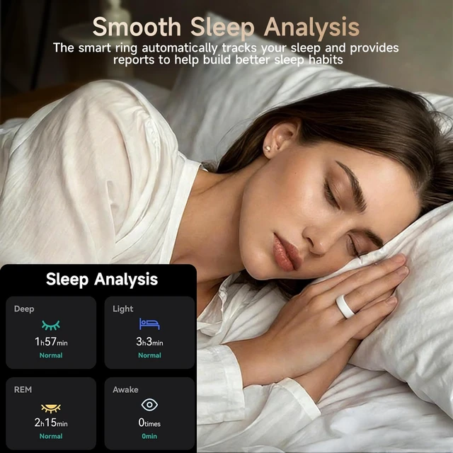 Alt view image 5 of 7 - Smart Ring for Women & Men, Fitness & Activity Tracker, Sleep Monitoring, 7-Day Battery Life, 5ATM Waterproof, No Subscription Fee, iOS & Android Compatible (White, 10)