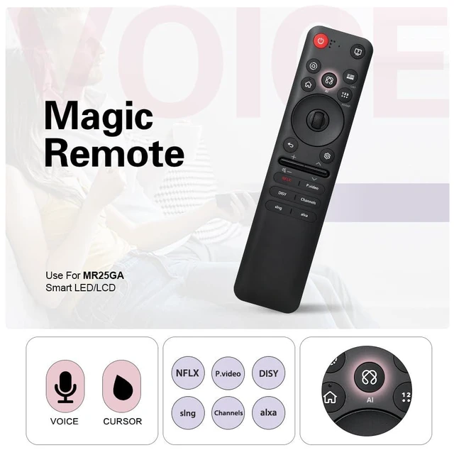 Alt view image 3 of 7 - Replacement for LG MR25GA Magic Remote with Voice, Pointer & Scroll Wheel Compatible with LG MR20-MR25 Magic Remote series AKB76046602, with voice control, pointer navigation and scroll wheel