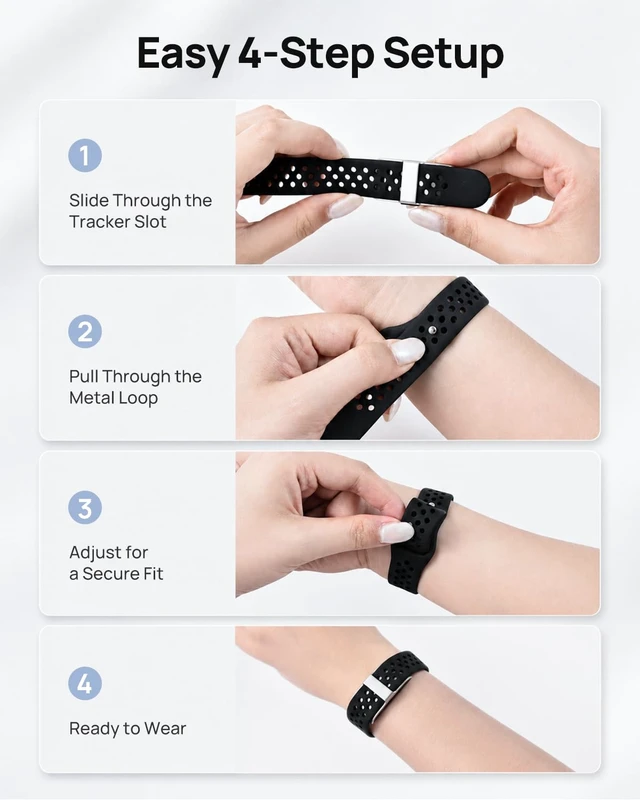 Alt view image 6 of 7 - Silicone Band for Hume Band Replacement Strap Compatible with Hume Band 1.0 Soft Water-Resistant Sport Wristband, Breathable Band for Hume Health Band Fitness Tracker, Adjustable Pin-and-Tuck Closure