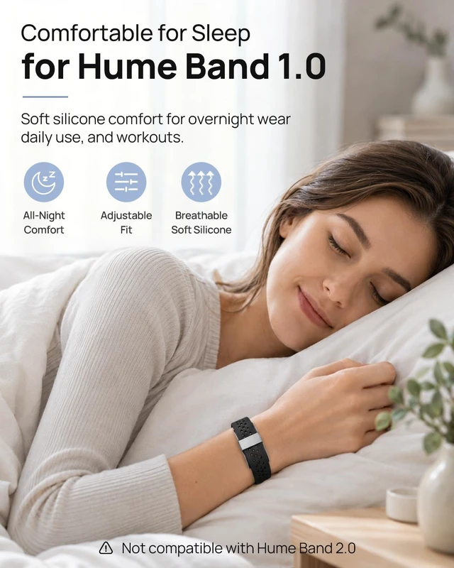 Alt view image 2 of 7 - Silicone Band for Hume Band Replacement Strap Compatible with Hume Band 1.0 Soft Water-Resistant Sport Wristband, Breathable Band for Hume Health Band Fitness Tracker, Adjustable Pin-and-Tuck Closure