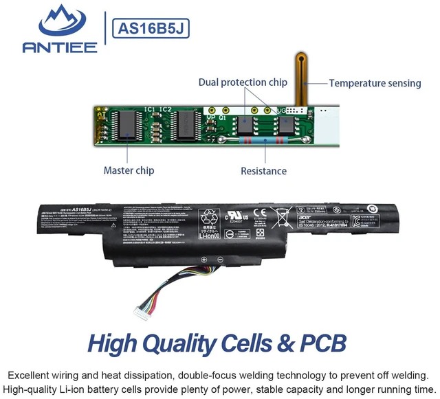 Alt view image 3 of 7 - AS16B5J AS16B8J Battery for Aspire 15.6" E5-575G E5-575G-53VG E5-575G-75MD E5-575-33BM E5-575G-57D4 E5-575G-5341 E5-575G-549D F5-573G 31CR19/66-2 3INR19/66-2 10.95V 61.3Wh 5600mAh