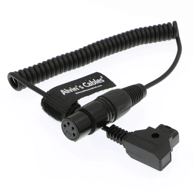 Main image of XLR 4 Pin Female to D Tap Coiled Power Cable for Practilite 602 DSLR Camcorder for Sony F55 SXS Camera