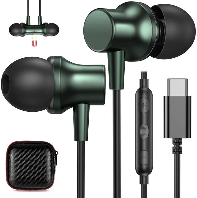 Main image of USB C Headphones Wired Earbuds for iPhone 18 Pro Max 17 16 15 Green Noise Isolation In-Ear Earphones Mic for iPhone 17 16 18 Pro Max/iPad 10 Pixel 9 8 7 for Samsung Galaxy S26 S25 Ultra S24 S23