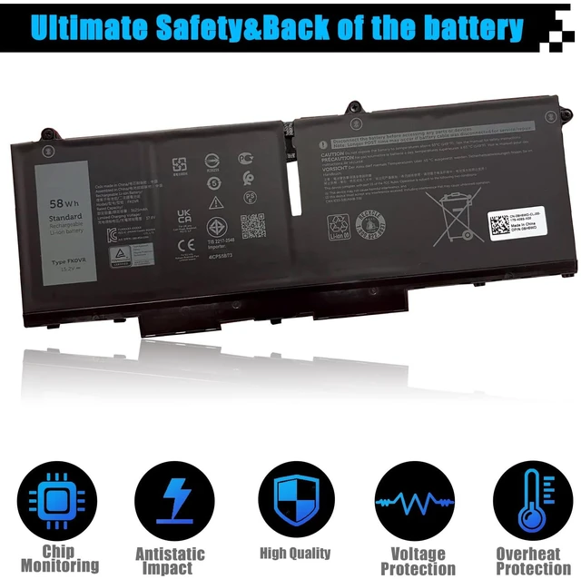 Alt view image 4 of 7 - 58Wh FK0VR Battery Replacement for Dell Latitude 5330 7330 7430 7530 Latitude 5330 2-in-1/7330 2-in-1/7430 2-in-1 P133G P134G P135G P136G P110F P138G P139G FKOVR 8H6WD 293F1 01VX5 404T8 51R71 8P81K