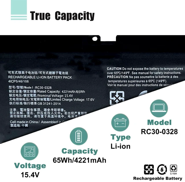 Alt view image 2 of 7 - RC30-0328 Laptop Battery Replacement for Razer Blade 15 Base 2020 2021 RZ09-0328 RZ09-0328X RZ09-03286 RZ09-03287 RZ09-03289 RZ09-03287E22 RZ09-0369 RZ09-0369X RZ09-0410 RZ09-0410BE22 4-Cell