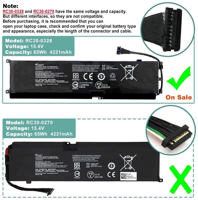Alt view image 6 of 7 - RC30-0328 Laptop Battery Replacement for Razer Blade 15 Base 2020 2021 RZ09-0328 RZ09-0328X RZ09-03286 RZ09-03287 RZ09-03289 RZ09-03287E22 RZ09-0369 RZ09-0369X RZ09-0410 RZ09-0410BE22 4-Cell