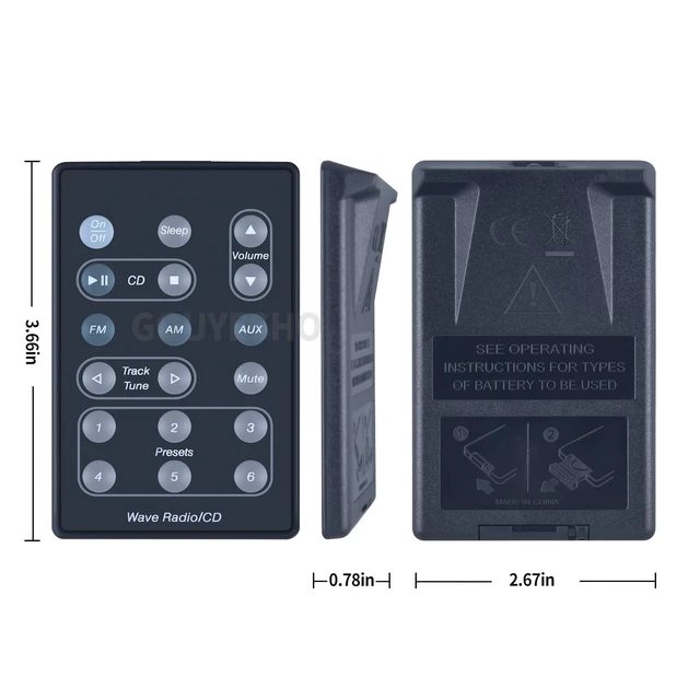 Alt view image 5 of 5 - Replacement Remote Control Fit for Bose A5 Wave Radio/CD Player AWRC-1P AWRC-P1 AWRC-1W AWRC-1G 193334-B10 193334-B02