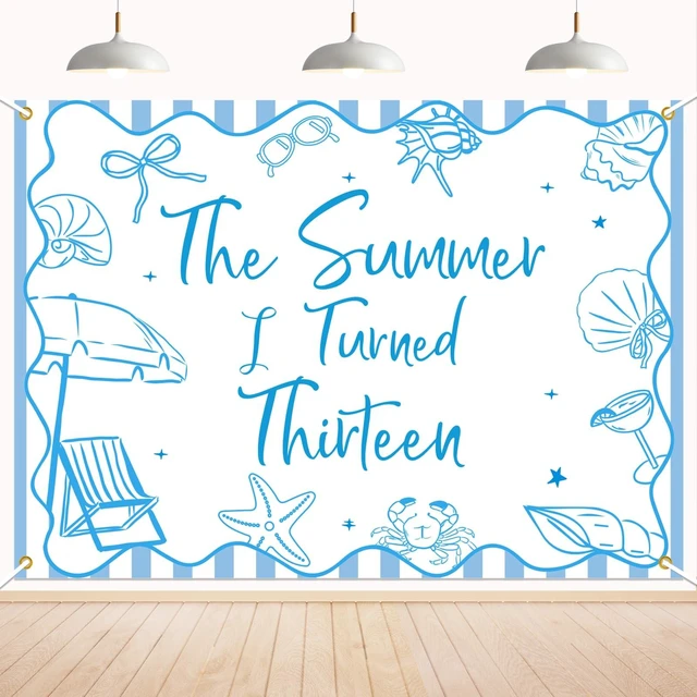 Main image of The Summer I Turned 13 Backdrop - Summer Tropical Teen Boy Bady Decor, Summer Beach 13th Birthday Party Decorations 7x5ft