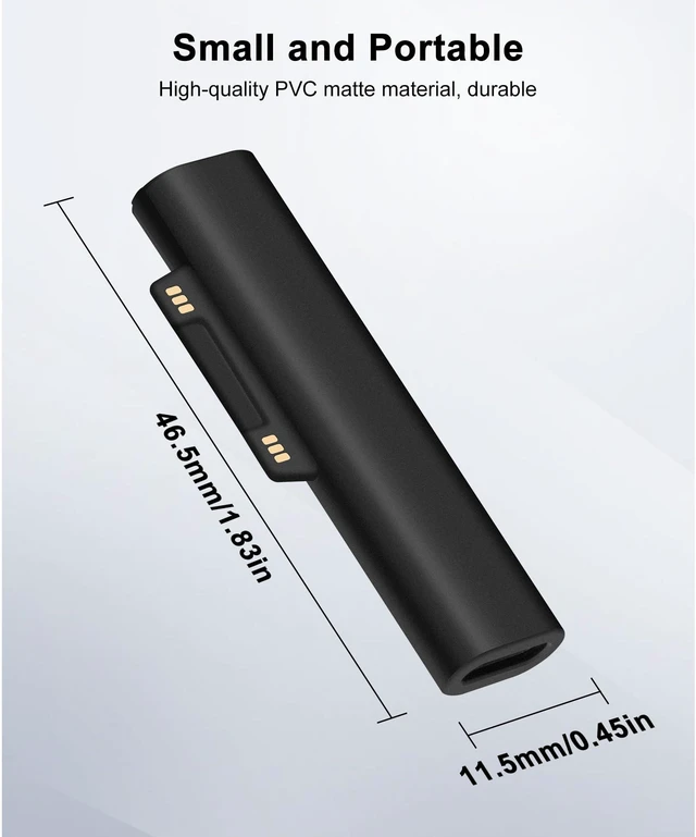 Alt view image 5 of 7 - Surface Charging Adapter, Support PD up to 45W (15V/3A) Fast Charging, USB C Female to Surface Magnetic Charging Connector for Microsoft Pro7/6/5/4 Surface Laptop 3/2/1, Surface Book, Surface Go