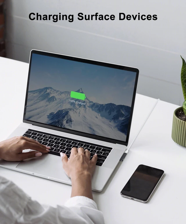 Alt view image 6 of 7 - Surface Charging Adapter, Support PD up to 45W (15V/3A) Fast Charging, USB C Female to Surface Magnetic Charging Connector for Microsoft Pro7/6/5/4 Surface Laptop 3/2/1, Surface Book, Surface Go