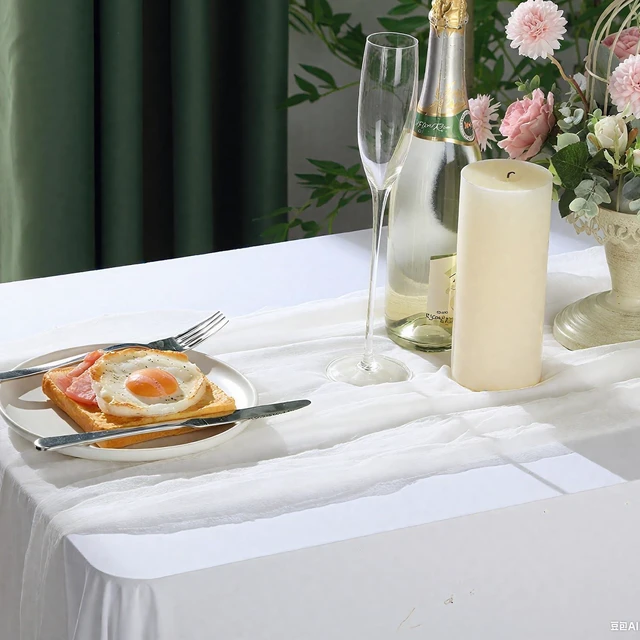 Alt view image 3 of 7 - Wedding Arch Draping Fabric, Extra Long Freely Cut Boho Gauze Backdrop Curtains for Table Runner Wedding Backgrounds Arch Ceremony Ceiling Table Decors(White,3 x 100ft,Cheesecloth)