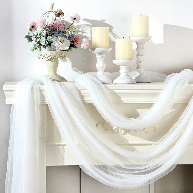 Alt view image 4 of 7 - Wedding Arch Draping Fabric, Extra Long Freely Cut Boho Gauze Backdrop Curtains for Table Runner Wedding Backgrounds Arch Ceremony Ceiling Table Decors(White,3 x 100ft,Cheesecloth)
