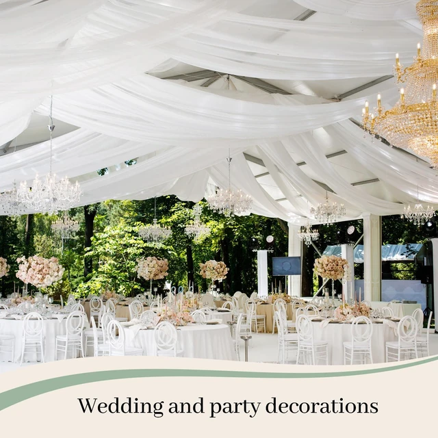 Alt view image 5 of 7 - Wedding Arch Draping Fabric, Extra Long Freely Cut Boho Gauze Backdrop Curtains for Table Runner Wedding Backgrounds Arch Ceremony Ceiling Table Decors(White,3 x 100ft,Cheesecloth)