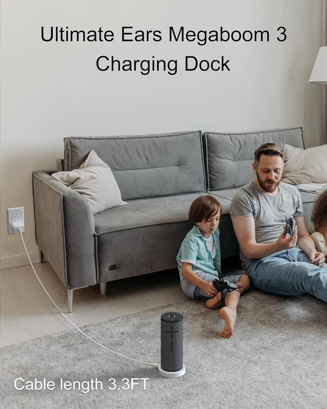 Alt view image 4 of 7 - Charging Dock for Ultimate Ears Boom 3, MEGABOOM 3, Blast & MEGABLAST ETL Listed Charging Dock for UE Boom3, MEGABOOM 3, Blast & MEGABLAST Portable Waterproof Speaker. (White, with Charging Plug)