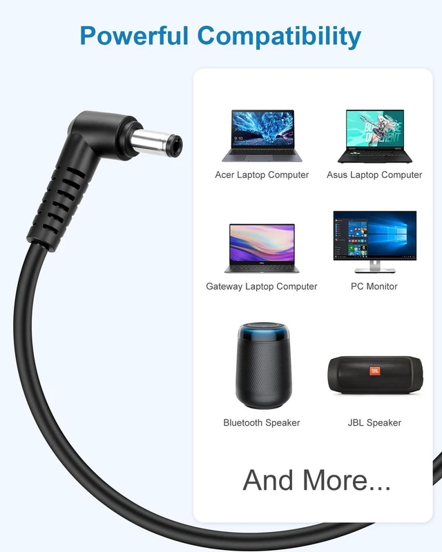 Alt view image 3 of 7 - Upgrade 19V DC Power Supply 65W Laptop Charger Speaker Monitor Power Cord with 10 Tips, Compatible with 65W 45W 40W Asus Acer Gateway Toshiba Laptop LG Samsung Acer Asus Monitor, Office Travel Backup