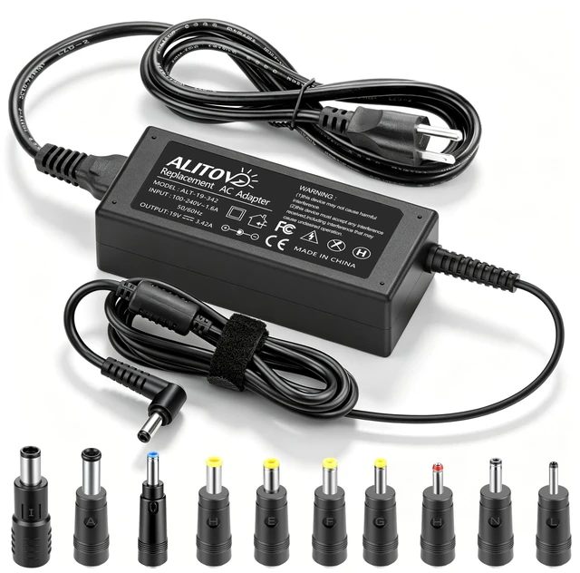Main image of Upgrade 19V DC Power Supply 65W Laptop Charger Speaker Monitor Power Cord with 10 Tips, Compatible with 65W 45W 40W Asus Acer Gateway Toshiba Laptop LG Samsung Acer Asus Monitor, Office Travel Backup