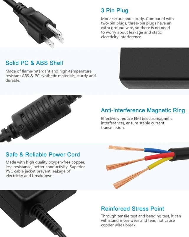 Alt view image 6 of 7 - Upgrade 19V DC Power Supply 65W Laptop Charger Speaker Monitor Power Cord with 10 Tips, Compatible with 65W 45W 40W Asus Acer Gateway Toshiba Laptop LG Samsung Acer Asus Monitor, Office Travel Backup