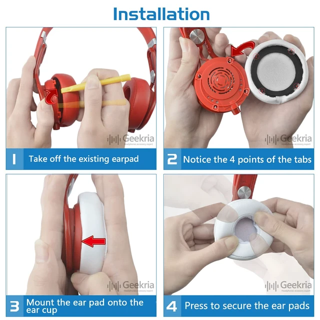Alt view image 5 of 6 - Replacement Ear Pads for Monster Beats MIXR Headphones Ear Cushions, Repair Parts (Red)