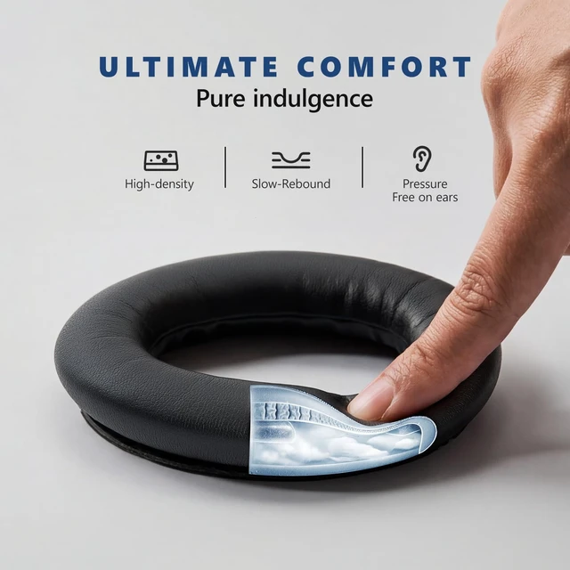 Alt view image 3 of 7 - Replacement Earpads for Bose QuietComfort 45/45 SE/Noise Cancelling Headphones, Updated Thickened Memory Foam, Protein Leather (Black)