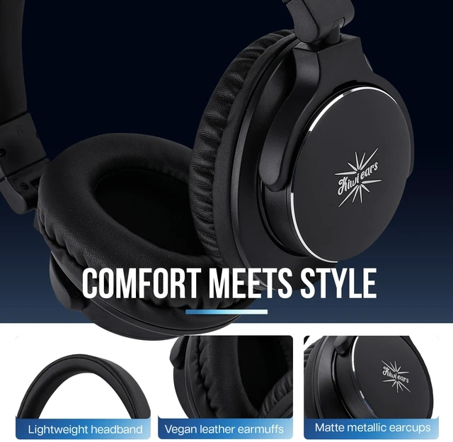 Alt view image 3 of 7 - Kiwi Ears Division 40mm DD Driver DJ Studio Monitoring Headphones Over-ear, DJ Head Phones with Dual 3.5mm to 6.35mm Adapters cable for Professional Musicians Engineers, Black