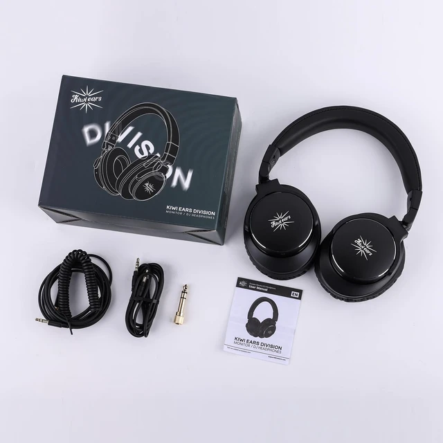 Alt view image 6 of 7 - Kiwi Ears Division 40mm DD Driver DJ Studio Monitoring Headphones Over-ear, DJ Head Phones with Dual 3.5mm to 6.35mm Adapters cable for Professional Musicians Engineers, Black