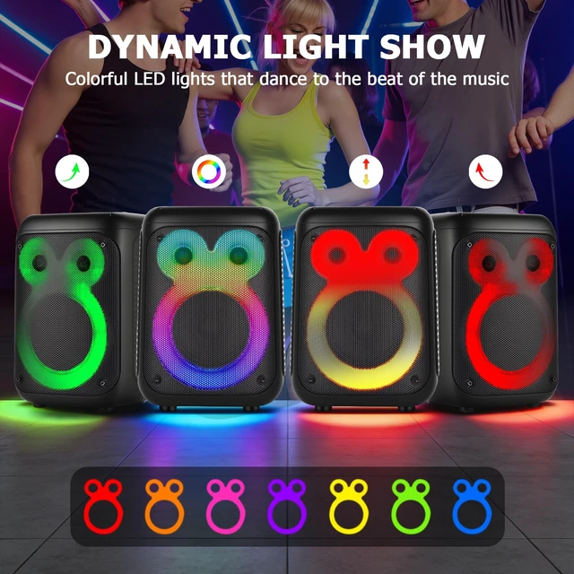 Alt view image 3 of 7 - Portable Bluetooth Speaker, 30W Loud Wireless Speaker, 15H Playtime Dynamic Light, TWS Pairing, Bluetooth 5.0, EQ, USB/AUX/TF Card Inputs, Mic Jack, Small Party Speaker For Home