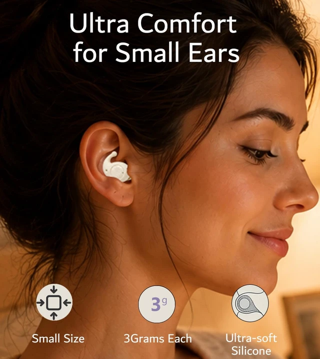 Alt view image 2 of 7 - Small Earbuds for Small Ears, Invisible Mini Bluetooth Earbuds, Tiny Low Profile Wireless Earphones with ENC Mic, Skin Tone, Comfortable Fit for Sleep Travel Work(X9-Nude)