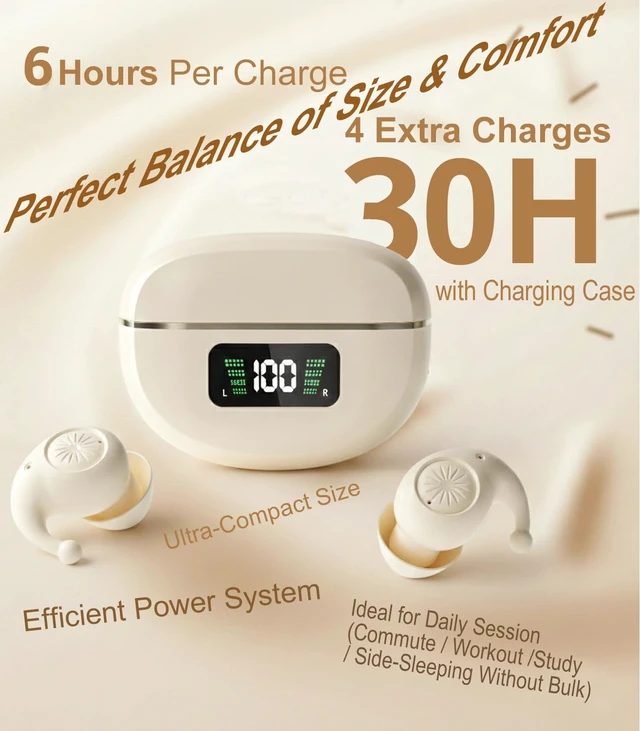 Alt view image 6 of 7 - Small Earbuds for Small Ears, Invisible Mini Bluetooth Earbuds, Tiny Low Profile Wireless Earphones with ENC Mic, Skin Tone, Comfortable Fit for Sleep Travel Work(X9-Nude)