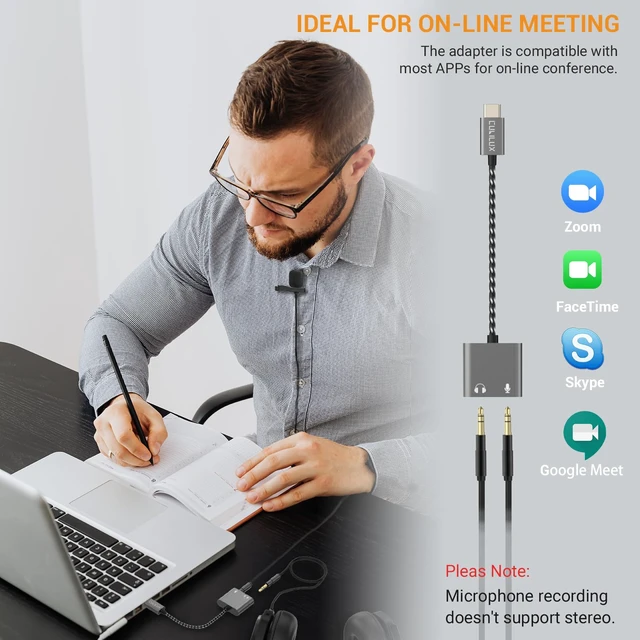 Alt view image 7 of 7 - TRS Headphone & Microphone to USB C Connector, Type C to 3.5mm Audio MIC Splitter Compatible with iPhone 15+ 15 Pro Max, iPad 10, iPad Pro 11/12.9, iPad Air 5/4, iPad mini 6
