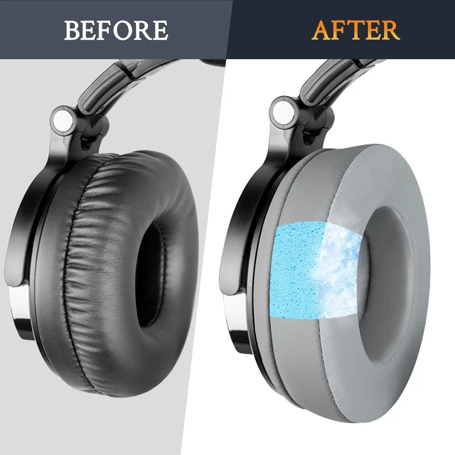 Alt view image 5 of 7 - Cooling Gel Earpads Replacement for OneOdio Pro-10/Pro-30/Pro-50/Studio HiFi/Studio Pro-C Y80B/Monitor 60 Headphones, Ear Pads Cushions with High-Density Foam, Ice Silk Fabric - Grey
