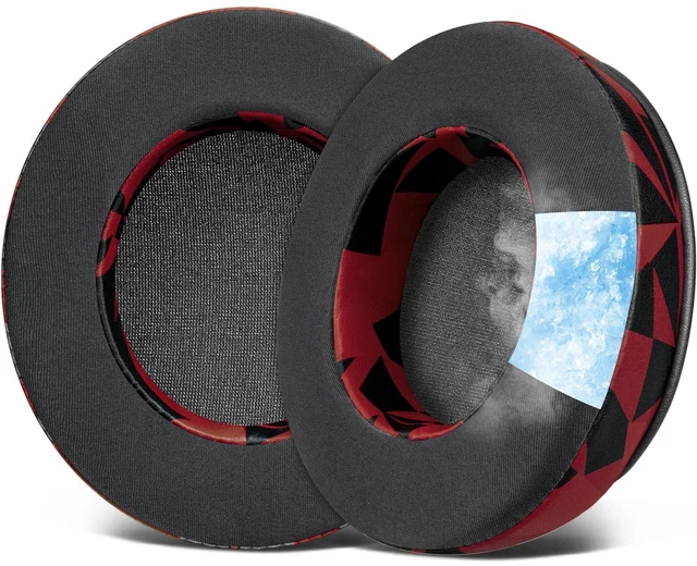 Main image of Cooling Gel Earpads Replacement for OneOdio Pro-10/Pro-30/Pro-50/Studio HiFi/Studio Pro-C Y80B/Monitor 60 Headphones, Ear Pads Cushions with High-Density Foam, Ice Silk Fabric - Red Storm