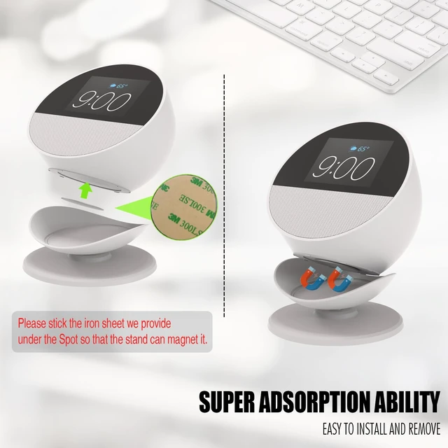Alt view image 3 of 7 - Premium Adjustable Magnetic Desktop Stand for Spot (2024 Release) - Mount Accessories, Fit Ech0 Spot & Homepod Mini, 360° Swivel, Tilt, Anti-Slip Base (White)