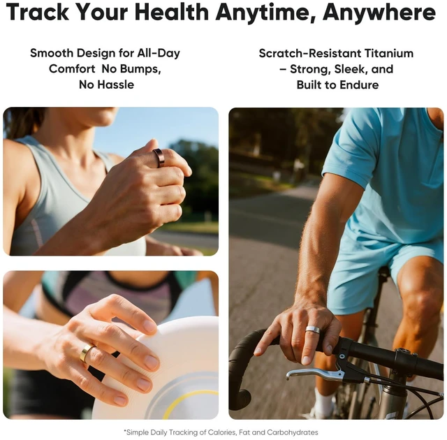 Alt view image 4 of 7 - Titanium Smart Ring for Women & Men Ultra-Light (2.73.2g), 46 Days Battery, 500mAh Case for 3 Recharges, Health & Fitness Tracker (Gold 7)