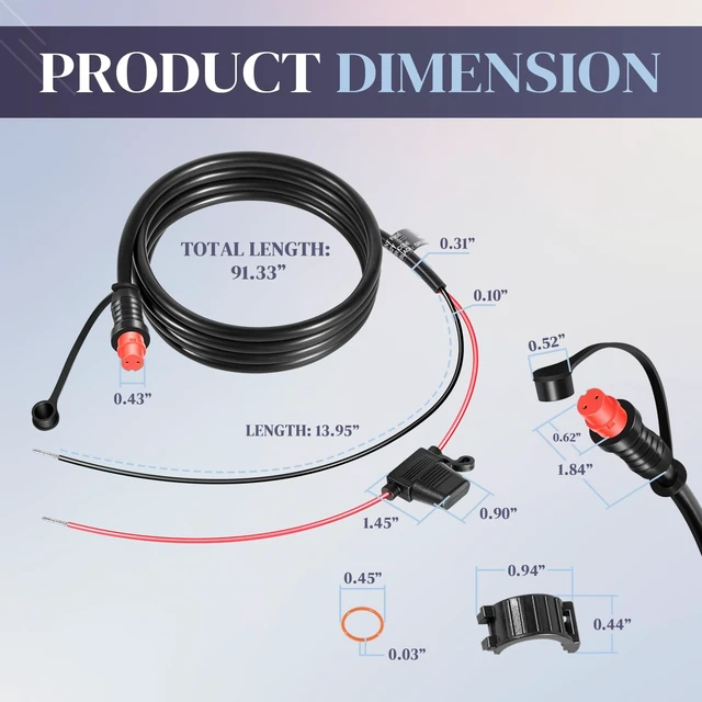 Alt view image 7 of 7 - 010-11425-01 Threaded Power Cable 6ft./1.8m - fit for Garmin GLS, GPSMAP, GSD, LiveScope - Include Locking Ring, Replace for Garmin 010-11425-01 Threaded Power Cable f/GLS 10
