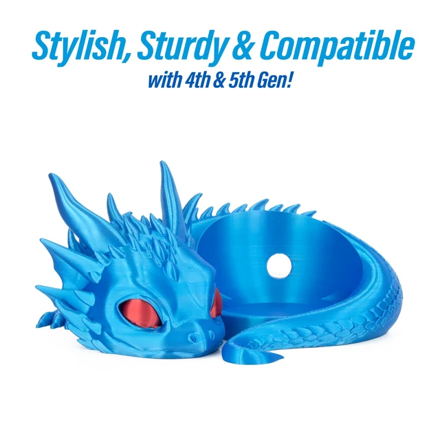 Alt view image 2 of 7 - Dragon Stand for Echo Dot 4th/5th Gen, 3D Printed Dragon Echo Desktop Speakers, Holder for Echo Dot 5th Gen Echo Dot 4th Gen, Made in USA (Blue)