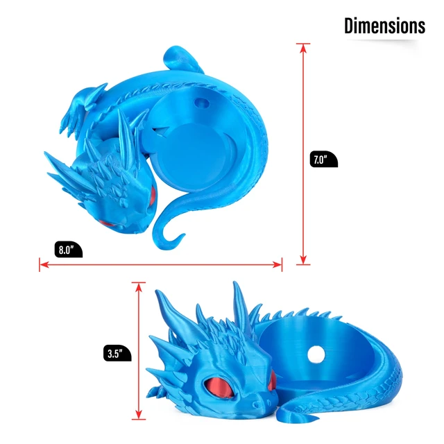Alt view image 4 of 7 - Dragon Stand for Echo Dot 4th/5th Gen, 3D Printed Dragon Echo Desktop Speakers, Holder for Echo Dot 5th Gen Echo Dot 4th Gen, Made in USA (Blue)