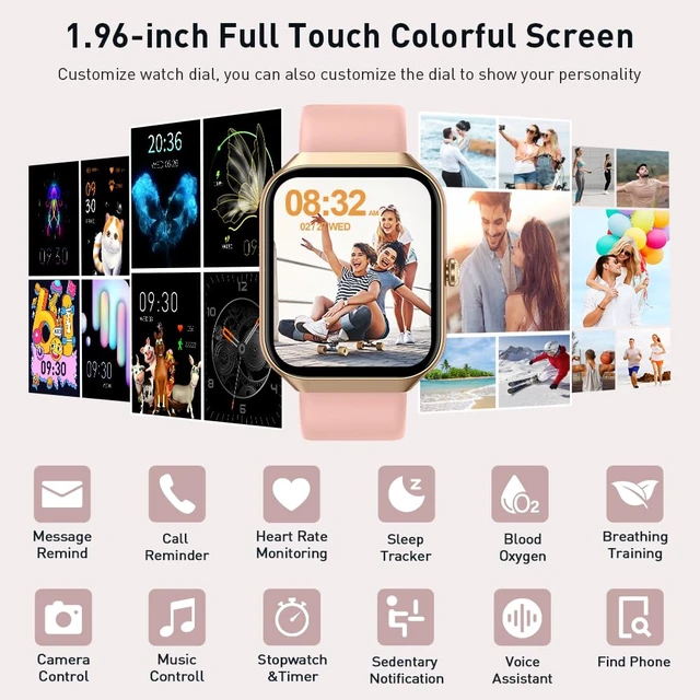 Alt view image 3 of 7 - Smart Watch(Answer/Make Call), 1.96" HD Smartwatch for Men Women, 2026 Fitness Watch with 7/24 Heart Rate/Sleep Monitor/30+Day,113+ Sport Modes,IP68 Waterproof Fitness Activity Tracker for Android iOS