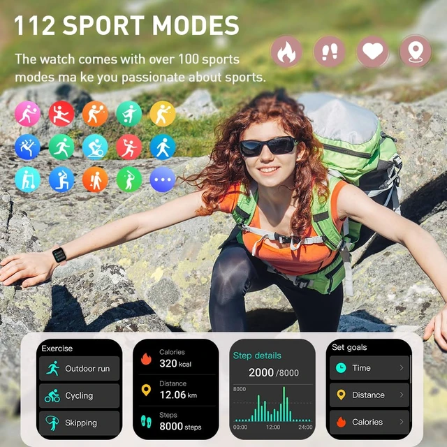 Alt view image 4 of 7 - Smart Watch(Answer/Make Call), 1.96" HD Smartwatch for Men Women, 2026 Fitness Watch with 7/24 Heart Rate/Sleep Monitor/30+Day,113+ Sport Modes,IP68 Waterproof Fitness Activity Tracker for Android iOS