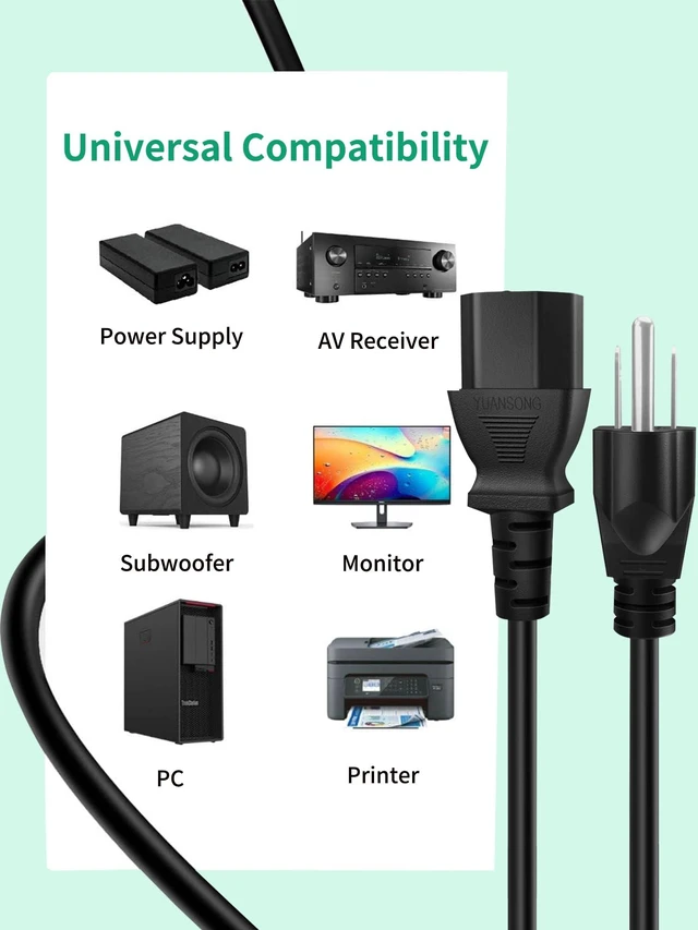 Alt view image 4 of 6 - Universal 3 Prong Power Cable Replacement 6Ft for Walking Pad, AC Power Cord Compatible with UREVO Under Desk Treadmill for Home Office, Portable Walking Pad Treadmill Under Desk