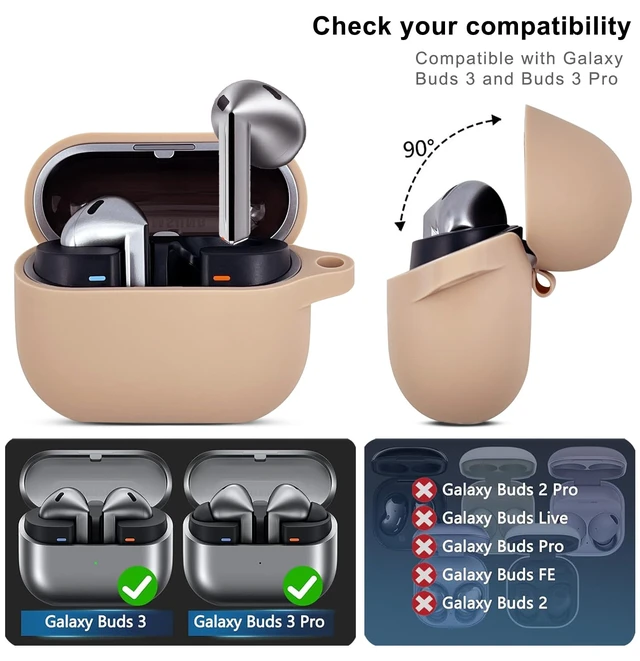 Alt view image 3 of 7 - Silicone Case Cover for Galaxy Buds 3 Pro, Galaxy Buds 3 with Bling Keychain, Portable, Milk Tea