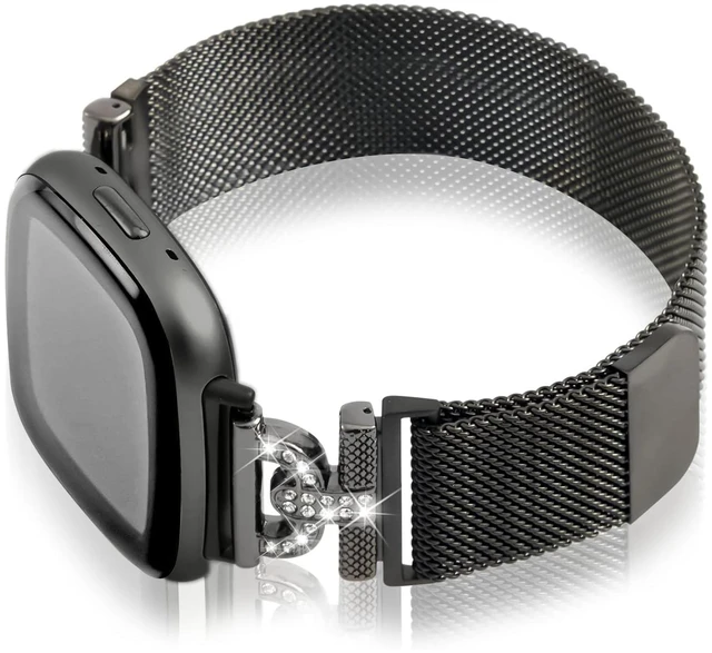 Main image of Magnetic Bands Compatible for Fitbit Sense 2/Fitbit Versa 4/Fitbit Sense/Fitbit Versa 3, Mesh Stainless Steel Bling Strap, Dressy Replacement Adjustable Wristband for Women