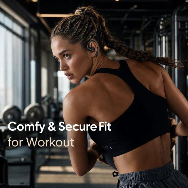 Alt view image 4 of 7 - Open Ear Earbuds Wireless Earbuds-Bluetooth Earbuds, Running Headphones - Bluetooth 5.3 Ear Hook Earbuds with Mic - AI Translator Earbuds for Sports, Workout, Travel