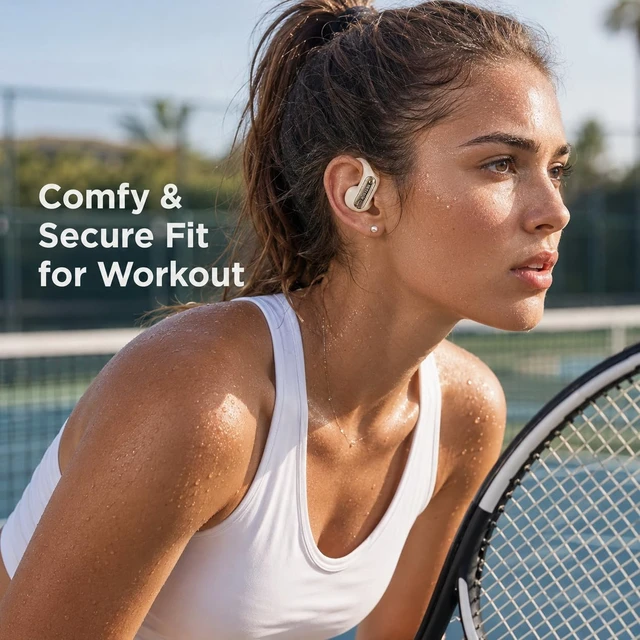 Alt view image 2 of 7 - Open Ear Headphones Wireless Earbuds-Ear Hook Earbuds, Bluetooth Earbuds, Running Headphones - Bluetooth 5.3 Open Ear Earbuds with Mic, AI Translation Earbuds for Workout, Travel, Business