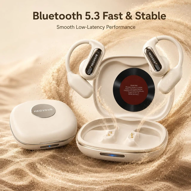 Alt view image 3 of 7 - Open Ear Headphones Wireless Earbuds-Ear Hook Earbuds, Bluetooth Earbuds, Running Headphones - Bluetooth 5.3 Open Ear Earbuds with Mic, AI Translation Earbuds for Workout, Travel, Business