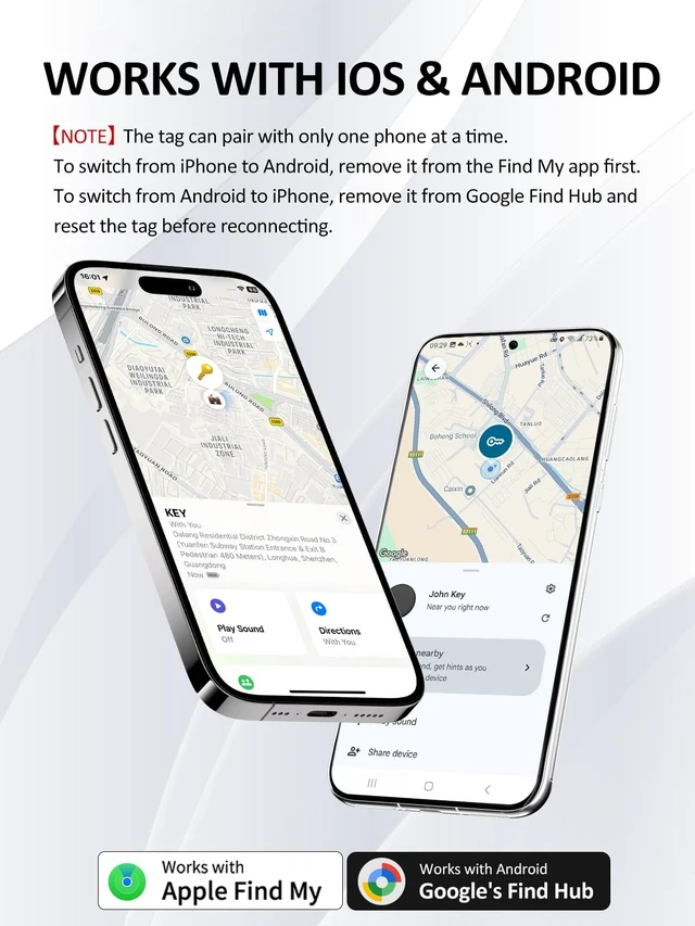 Alt view image 2 of 7 - Tracker Tags for Android & iOS, Smart Tag for Luggage, Wallet, Keys Key Finder Tracking Device, Both Works with Apple Find My & Google's Find Hub - 2 Pack