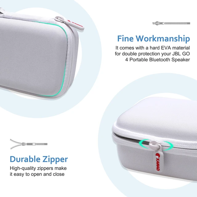 Alt view image 5 of 6 - Hard Case Compatible with JBL Go 4 / GO 5 / Go 3 Ultra Speaker, White