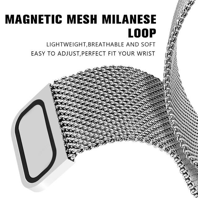 Alt view image 4 of 7 - Magnetic Bands Compatible for Fitbit Sense 2/Fitbit Versa 4/Fitbit Sense/Fitbit Versa 3, Mesh Stainless Steel Bling Strap, Dressy Replacement Adjustable Wristband for Women