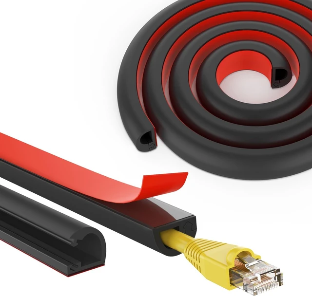 Main image of Wall Cord Hider 78 Inch Cable Hider for Wires W0.59 H0.39in Black Self Adhesive, Flexible, PVC Material, for Wall Mount TV, Cable Raceway, Cord Cover