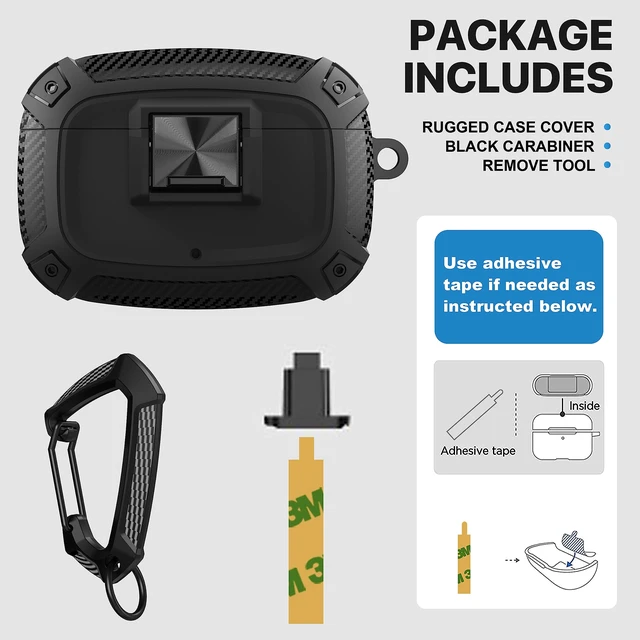 Alt view image 6 of 7 - for Beats Studio Buds Case Cover, Studio Buds Plus Case 2023 with Lock, Studios Bud + Shockproof Protective Earbuds Cases with Keychain for Beats Studios Bud 2021/ Buds+ 2023, Black